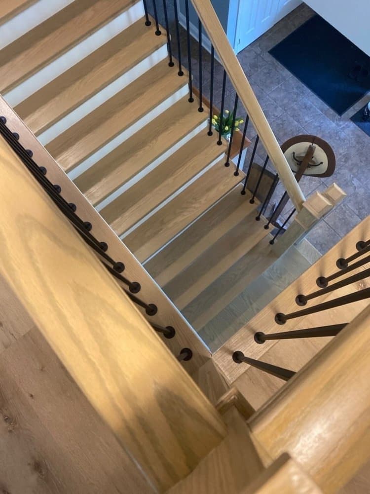 Side view of the custom hardwood staircase