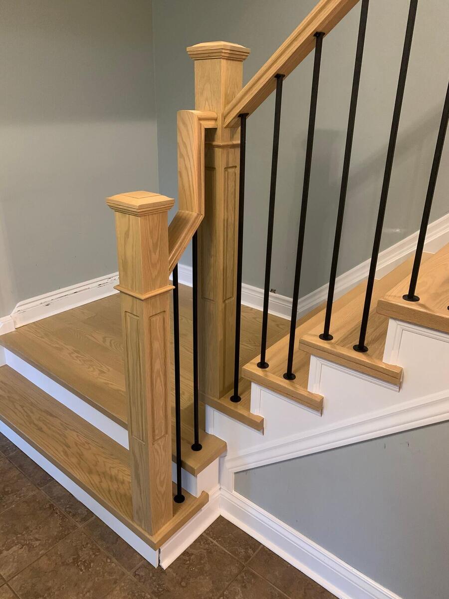 Elegant staircase with wooden handrails