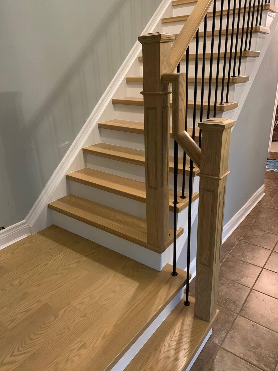 Top view of the custom hardwood staircase