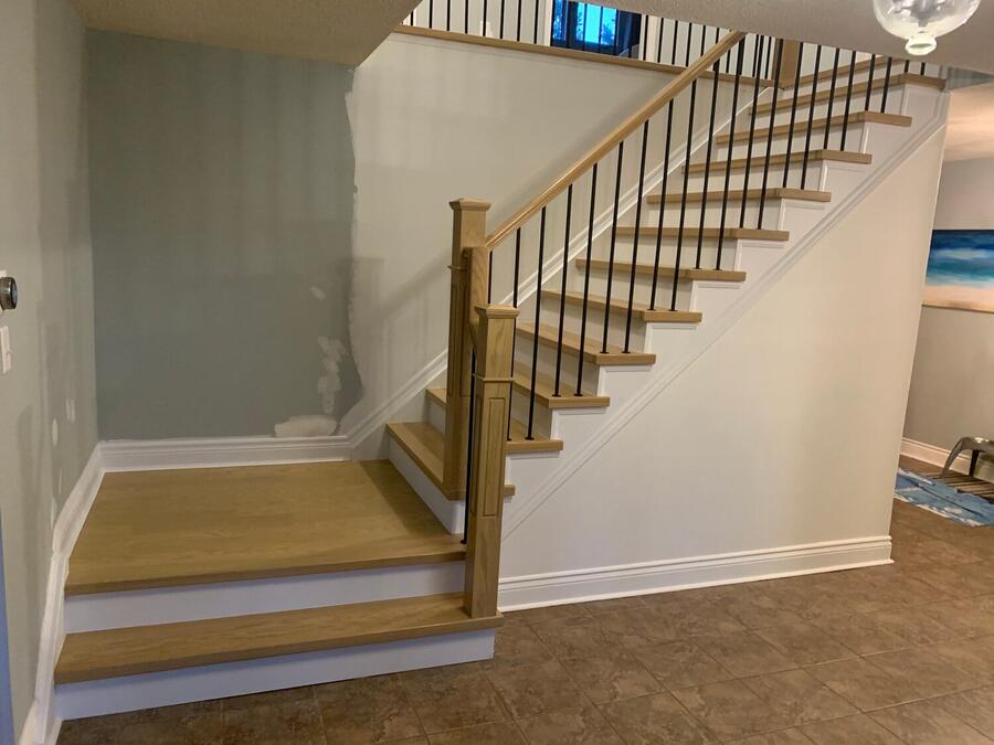 Side view of the custom hardwood staircase