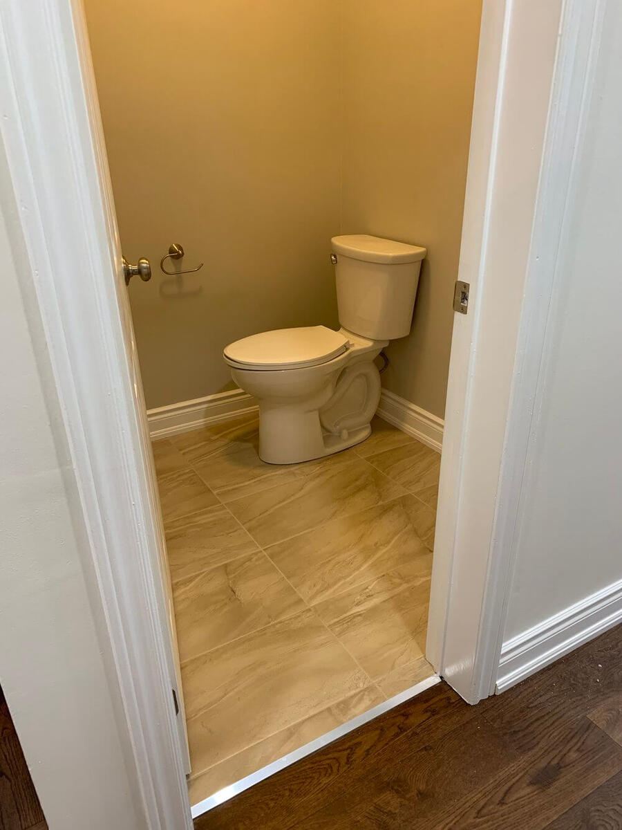 Renovated bathroom flooring