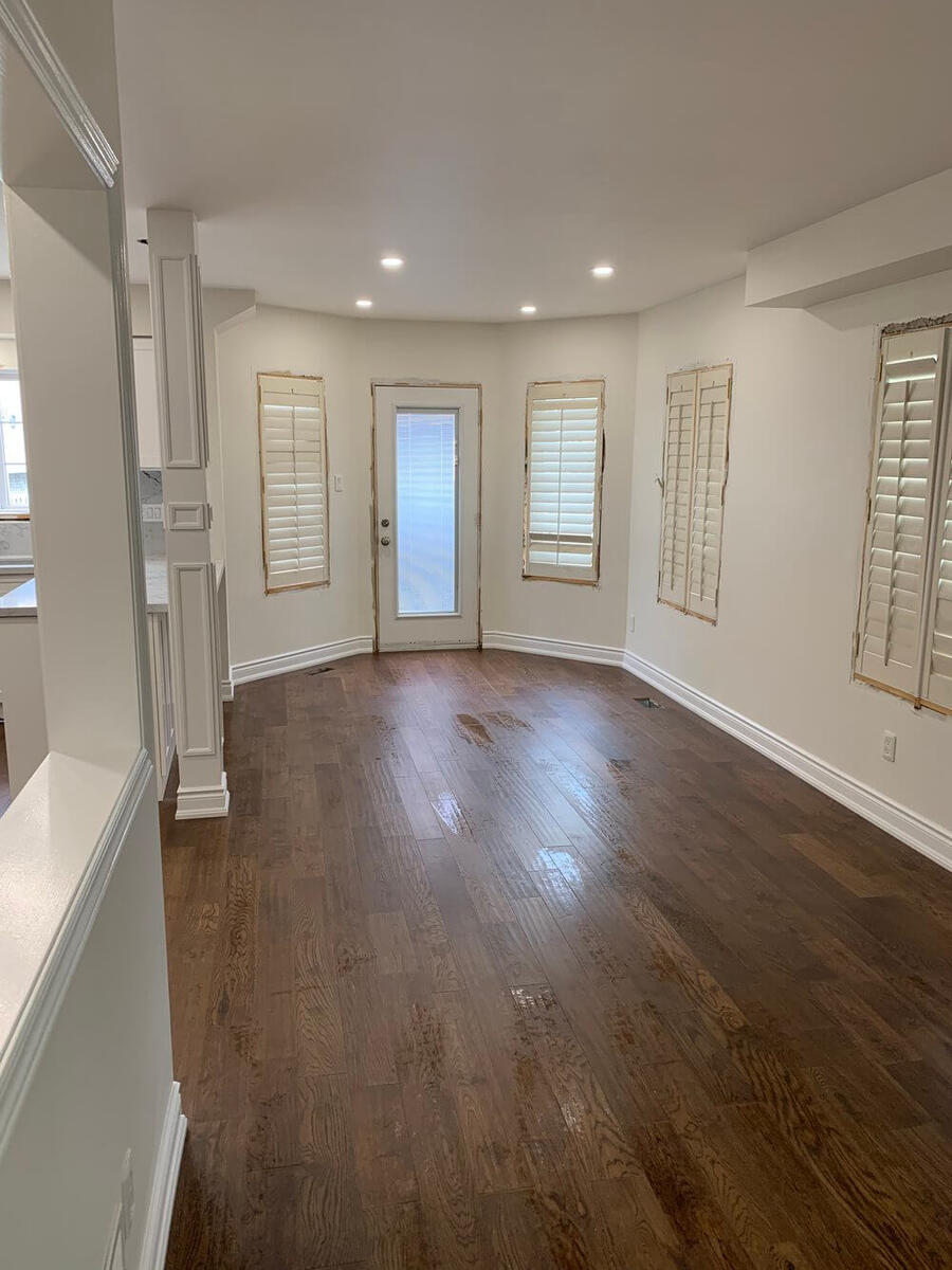 Upgraded living room hardwood flooring