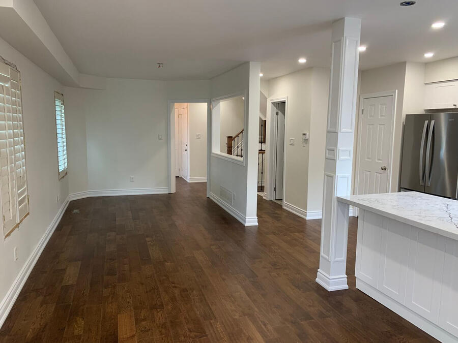 Upgraded living room hardwood flooring