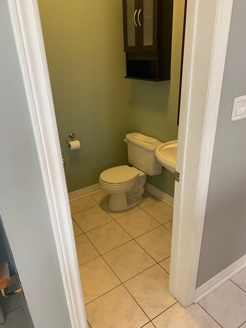 Before photo of outdated bathroom